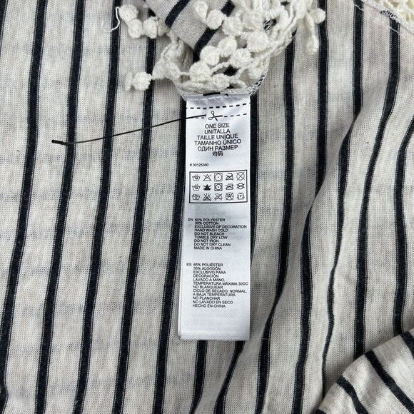 ⚓️ NWOT Oatmeal Black Striped Triangle Bandanna Scarf Lace Fringe Forever 21 OS - Picture 16 of 16